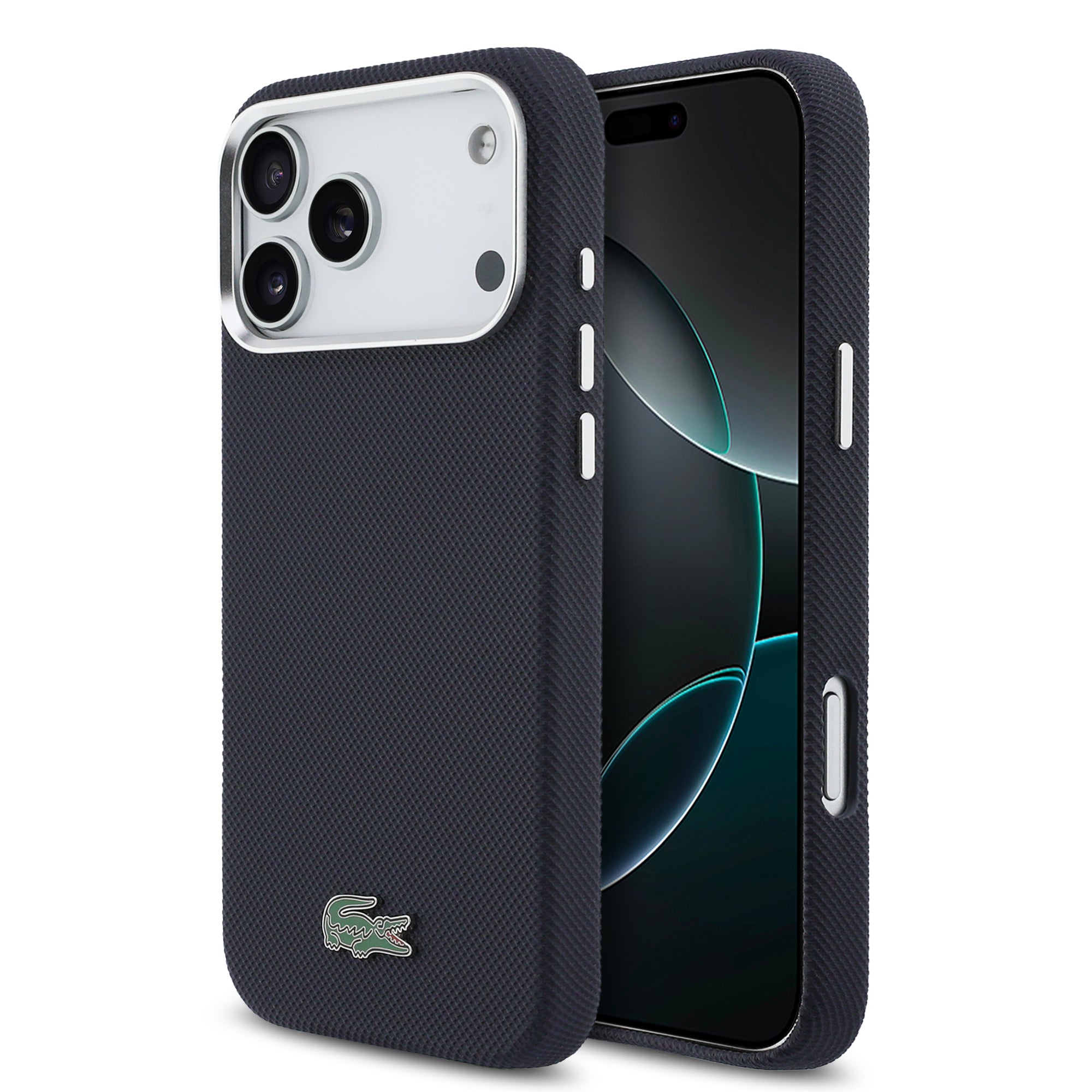 Lacoste LCFCMP17LPLAV iPhone 17 Pro Max Navy Hardcase Full Wrap Petit Pique PVC MagSafe