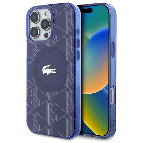 Lacoste LCHMP16XUBSV iPhone 16 Pro Max Navy hardcase IML Blend Monogram MagSafe