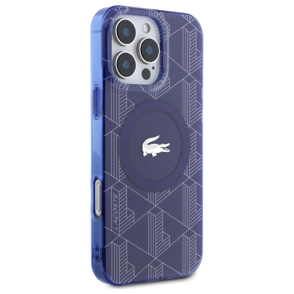 Lacoste LCHMP16XUBSV iPhone 16 Pro Max Navy hardcase IML Blend Monogram MagSafe