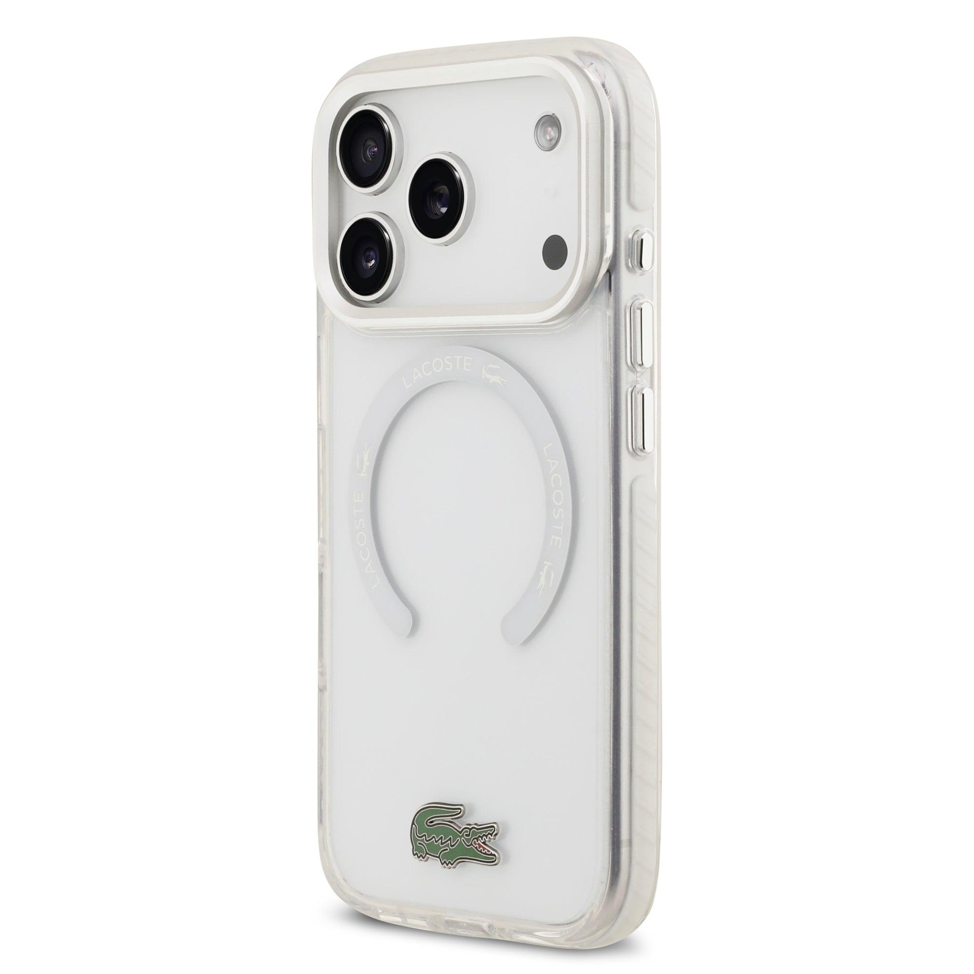 LACOSTE HardCase MagSafe SHOCKProOF Transparent FROSTED CLEAR / WHITE iPhone 17 Pro