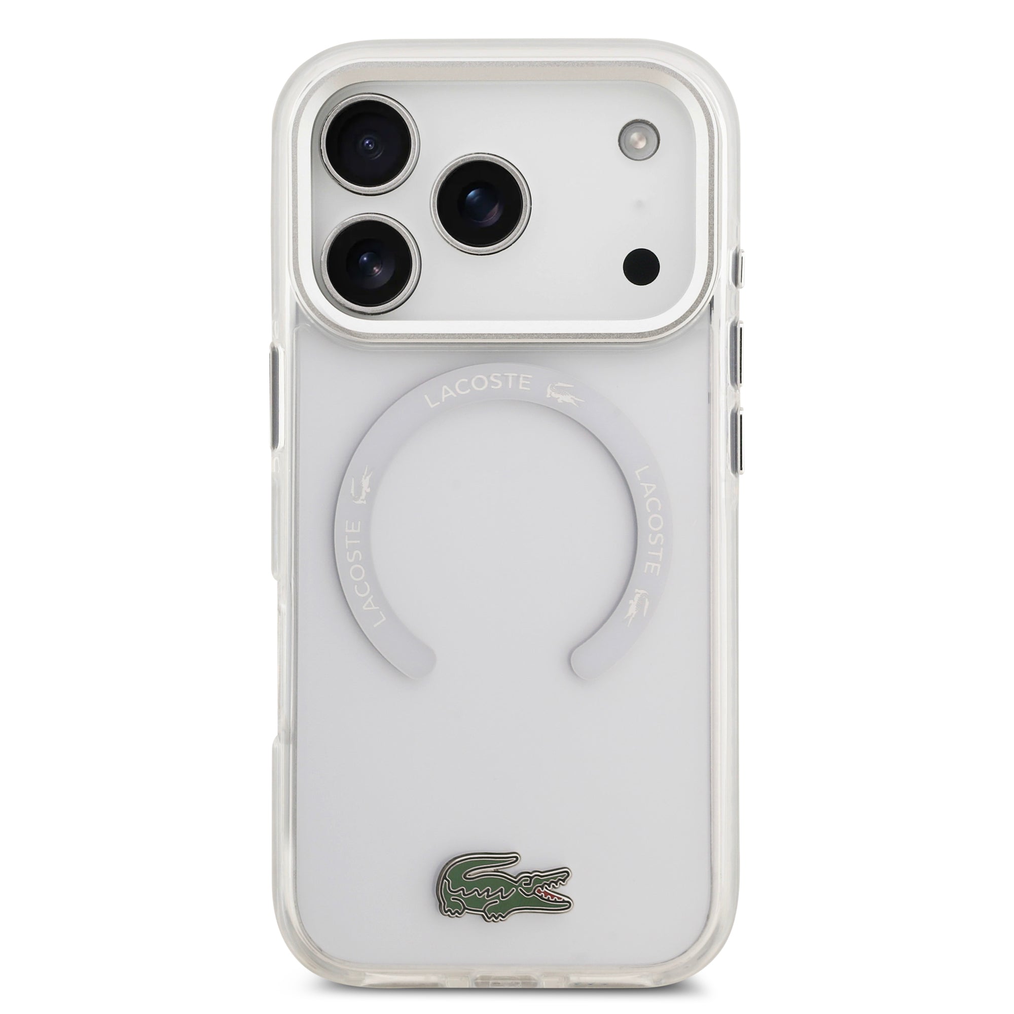 LACOSTE HardCase MagSafe SHOCKProOF Transparent FROSTED CLEAR / WHITE iPhone 17 Pro