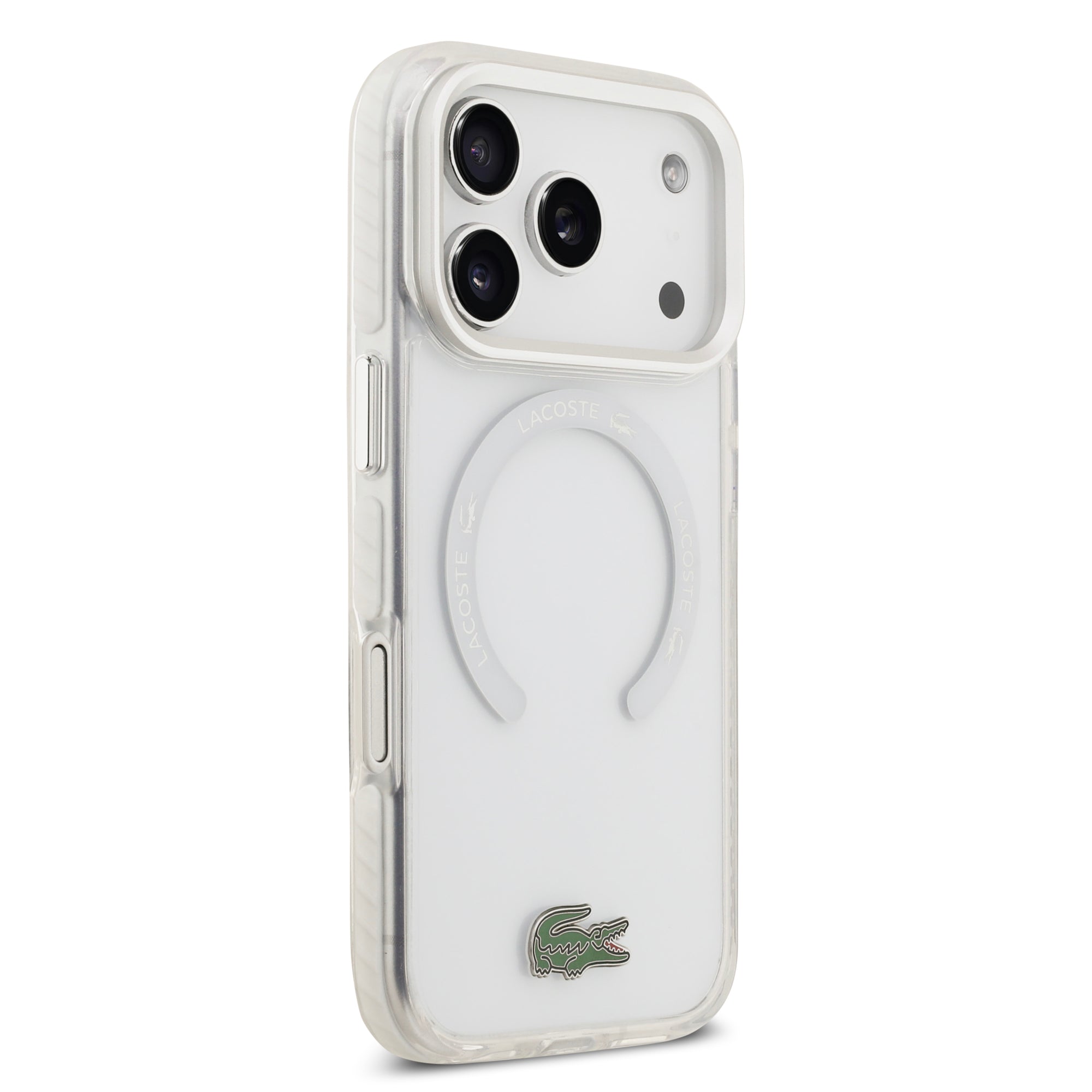 LACOSTE HardCase MagSafe SHOCKProOF Transparent FROSTED CLEAR / WHITE iPhone 17 Pro