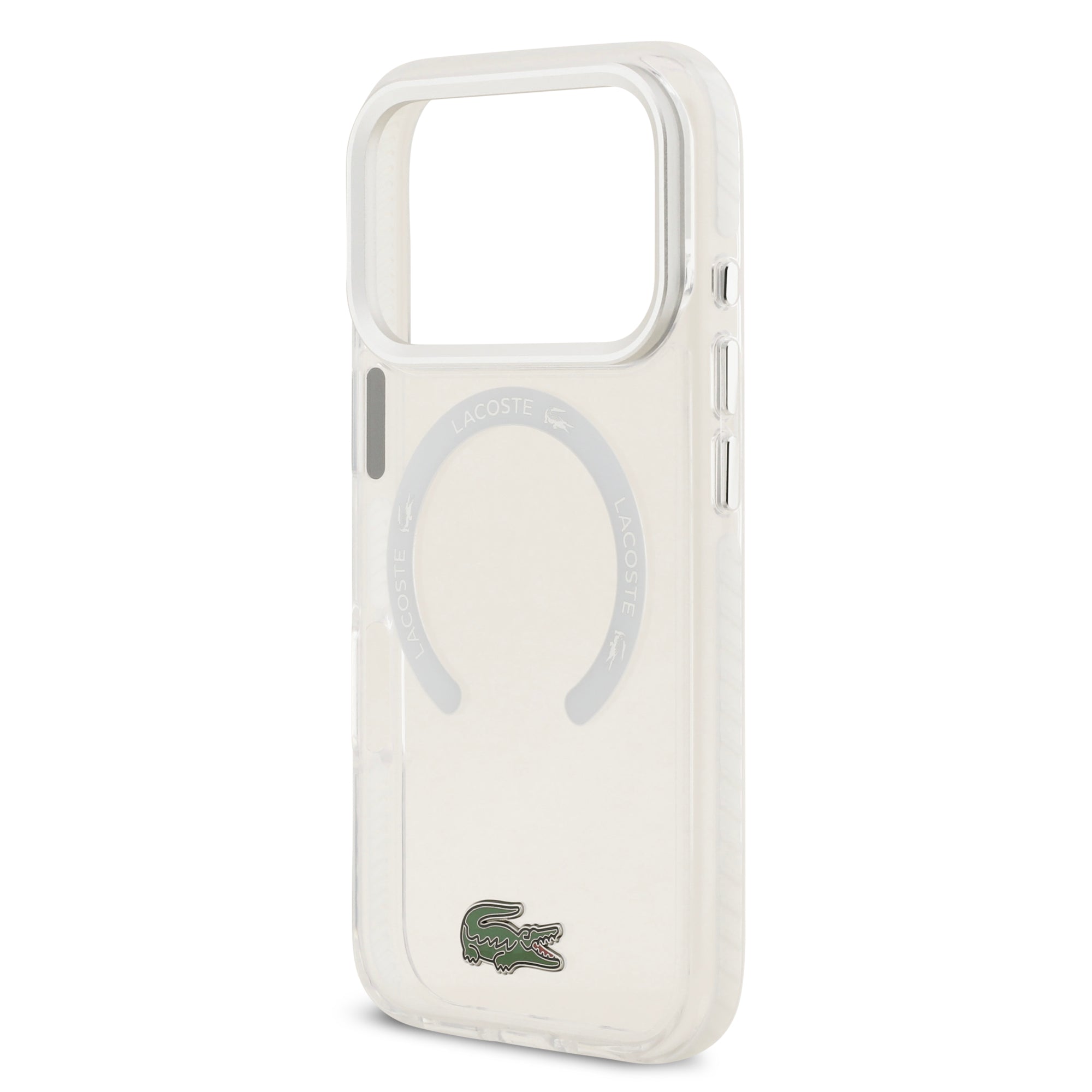 LACOSTE HardCase MagSafe SHOCKProOF Transparent FROSTED CLEAR / WHITE iPhone 17 Pro