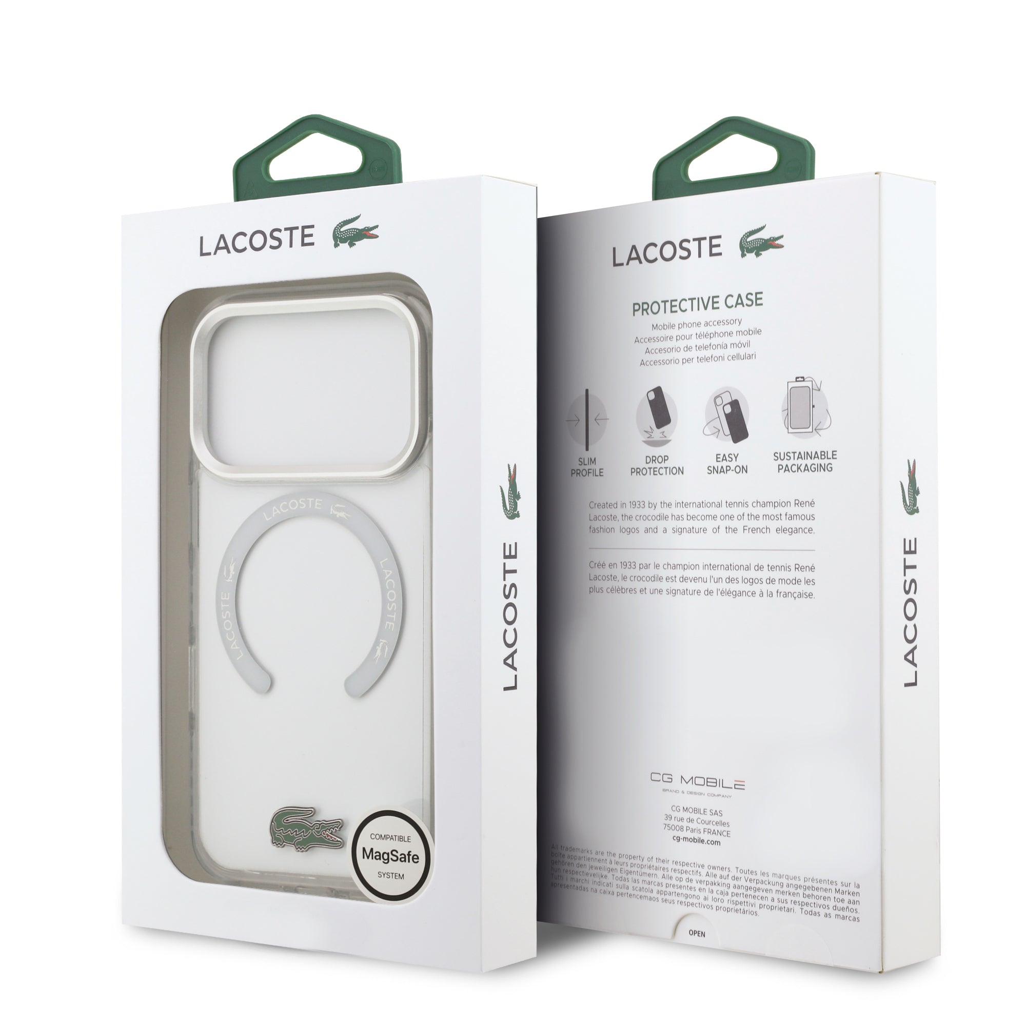 LACOSTE HardCase MagSafe SHOCKProOF Transparent FROSTED CLEAR / WHITE iPhone 17 Pro