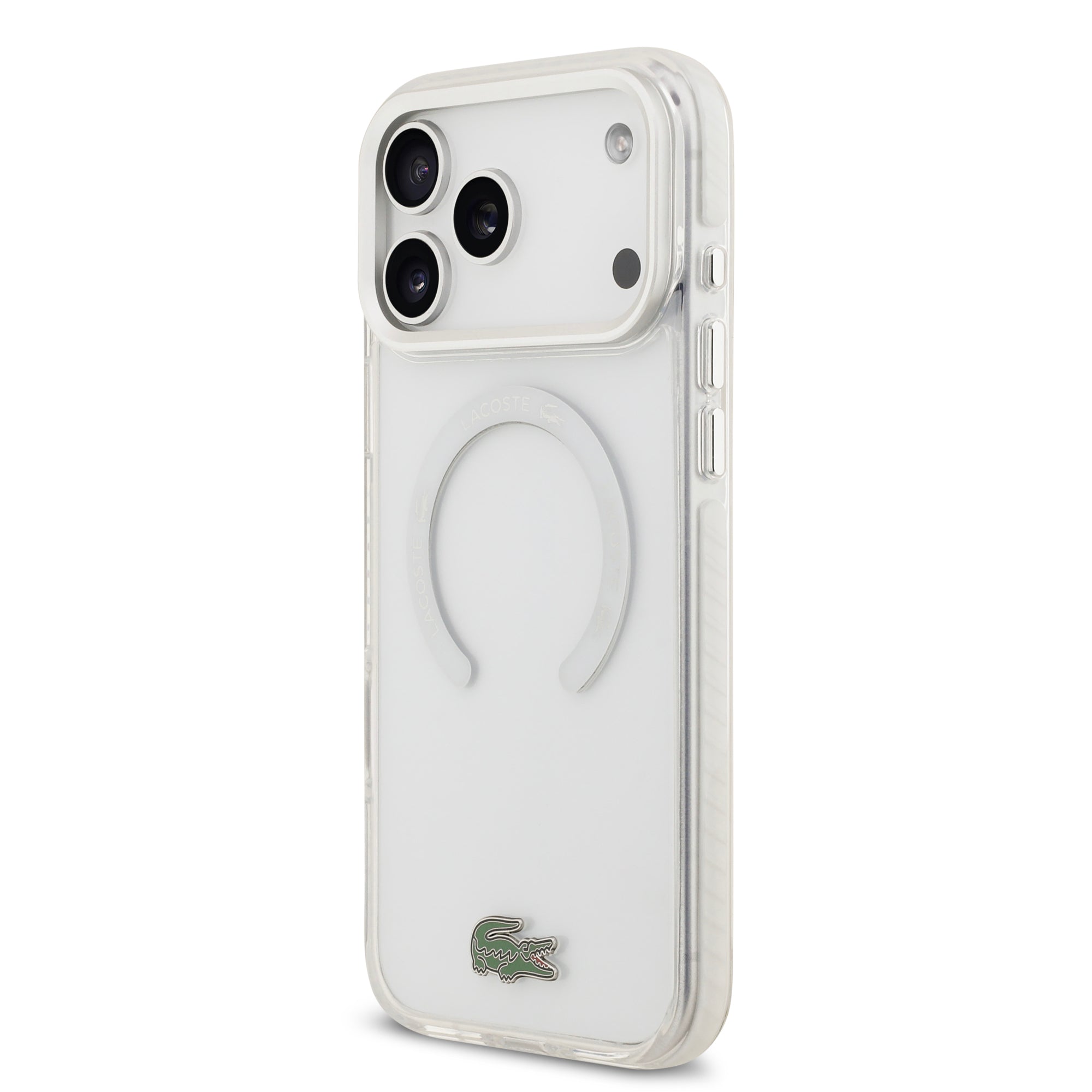 LACOSTE HardCase MagSafe SHOCKProOF Transparent FROSTED CLEAR / WHITE iPhone 17 Pro Max