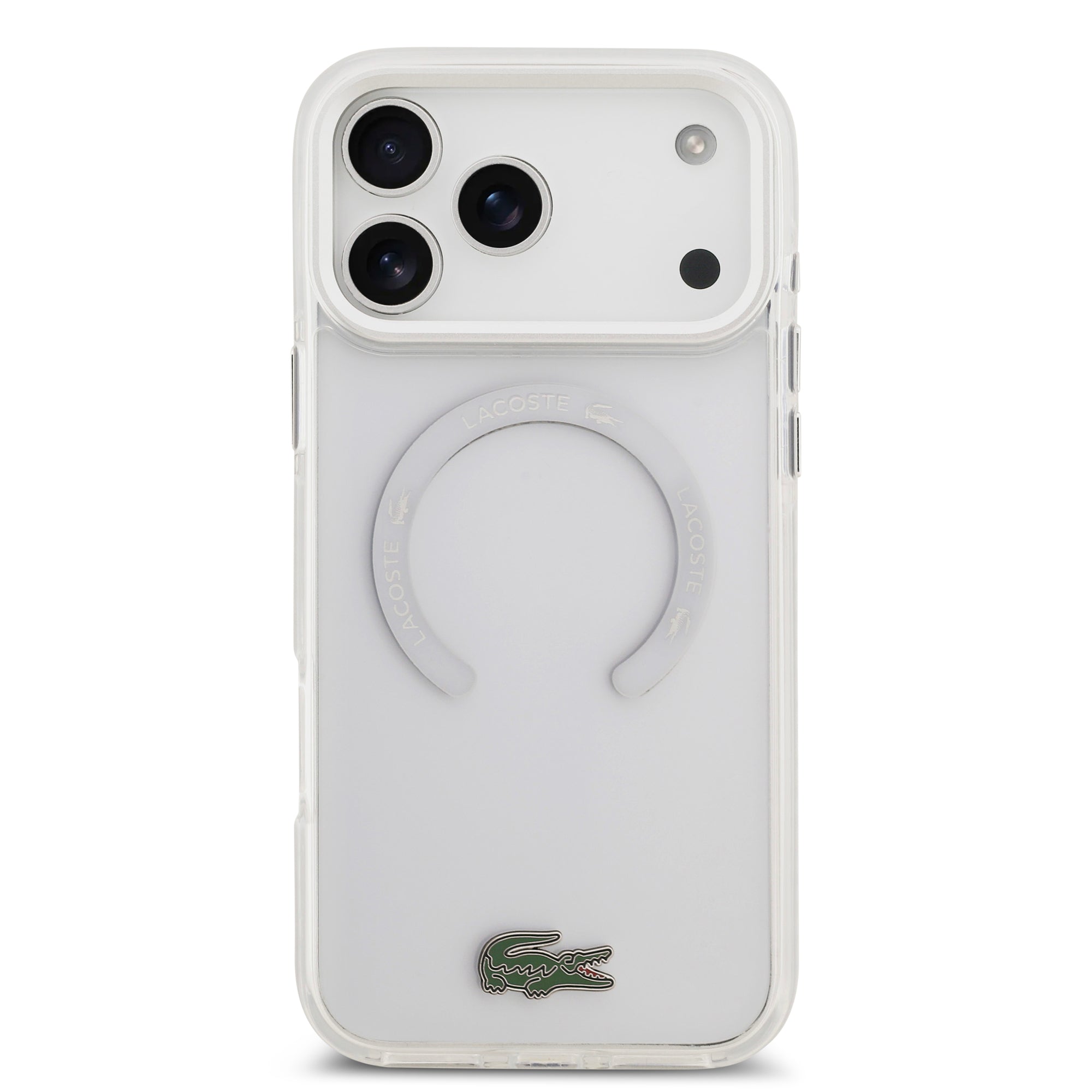 LACOSTE HardCase MagSafe SHOCKProOF Transparent FROSTED CLEAR / WHITE iPhone 17 Pro Max