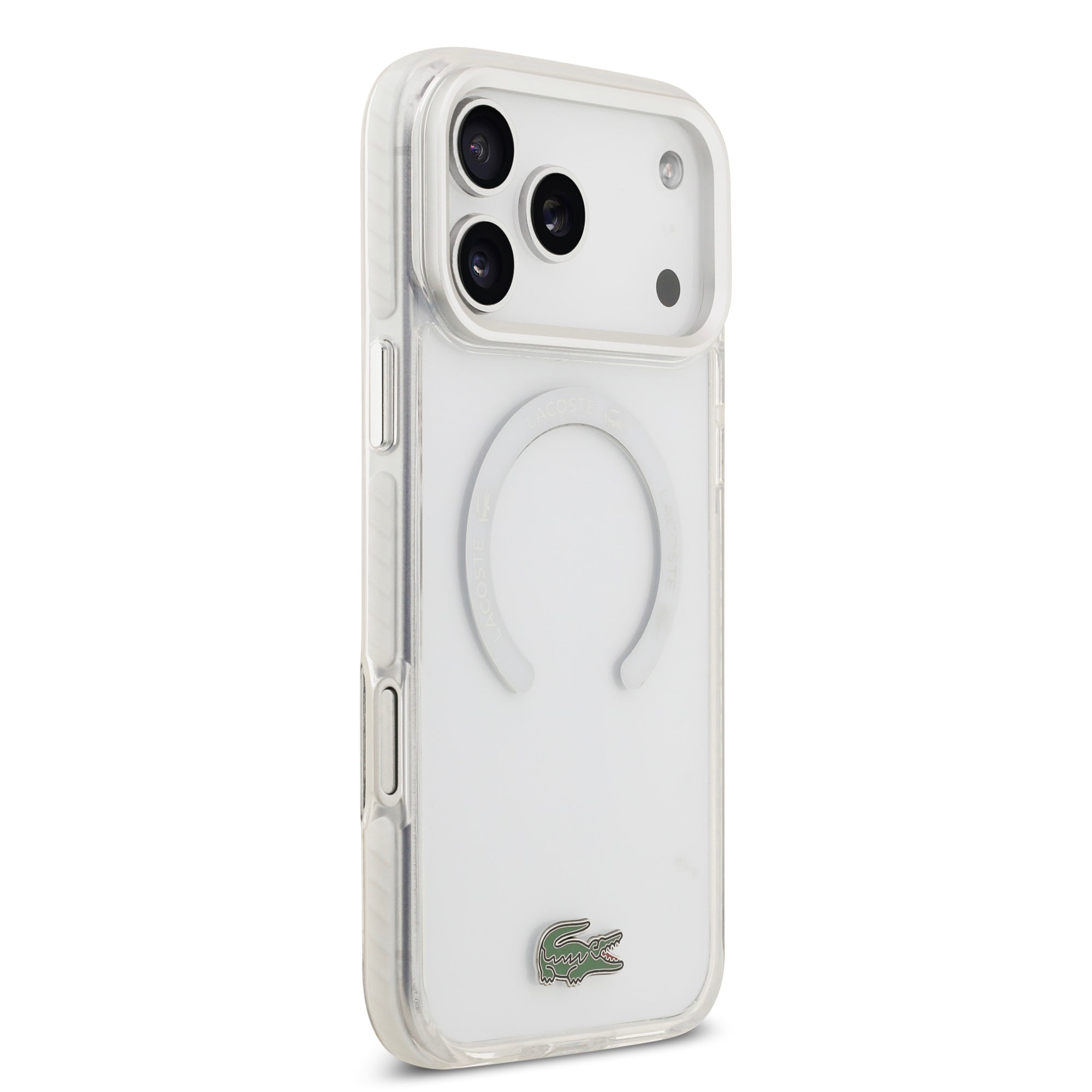 LACOSTE HardCase MagSafe SHOCKProOF Transparent FROSTED CLEAR / WHITE iPhone 17 Pro Max