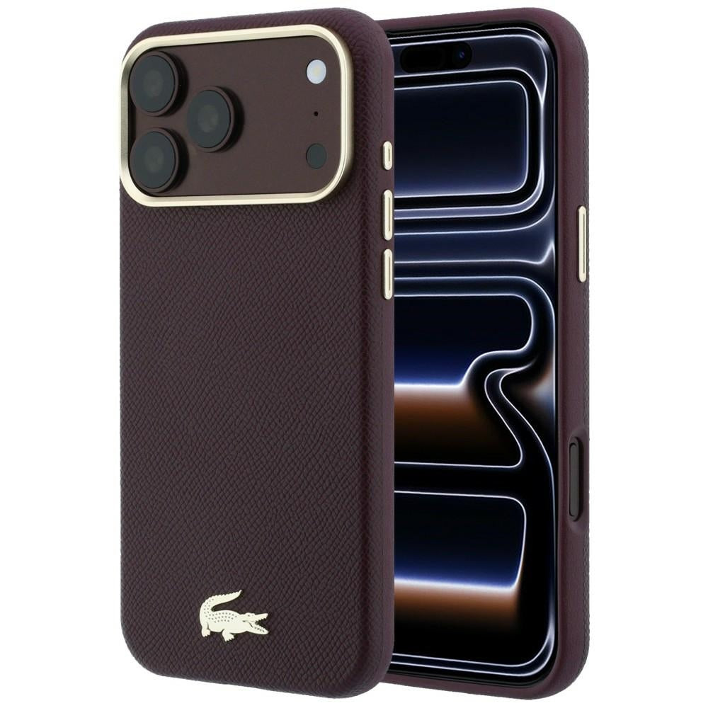 Lacoste LCHMP18L6PSWCEDR Champs Elysees Embossed MagSafe for iPhone 18 Pro / 17 Pro burgundy