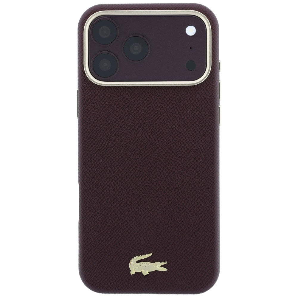 Lacoste LCHMP18L6PSWCEDR Champs Elysees Embossed MagSafe for iPhone 18 Pro / 17 Pro burgundy