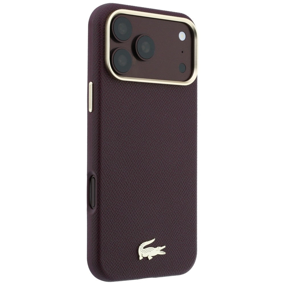 Lacoste LCHMP18L6PSWCEDR Champs Elysees Embossed MagSafe for iPhone 18 Pro / 17 Pro burgundy