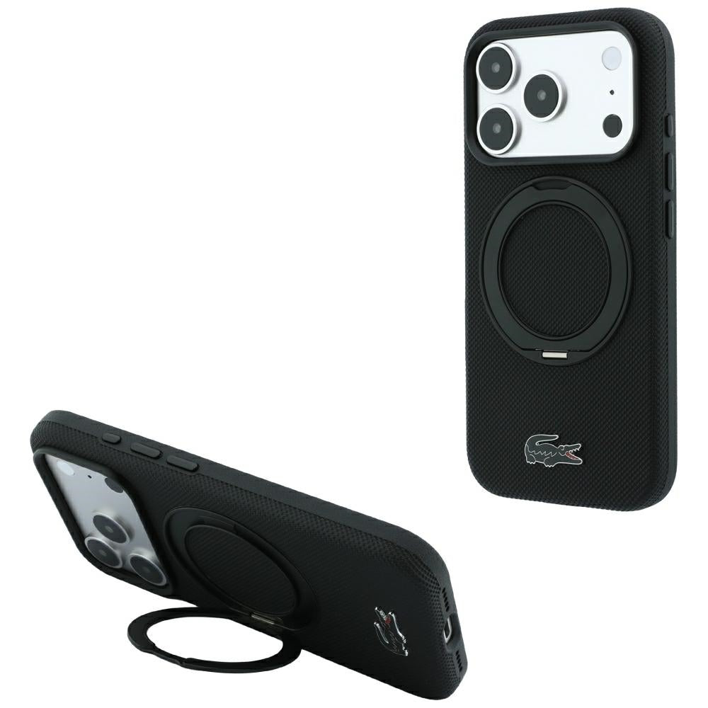 Case Lacoste Petit Pique with Ring Stand MagSafe for iPhone 18 Pro Max / 17 Pro Max black