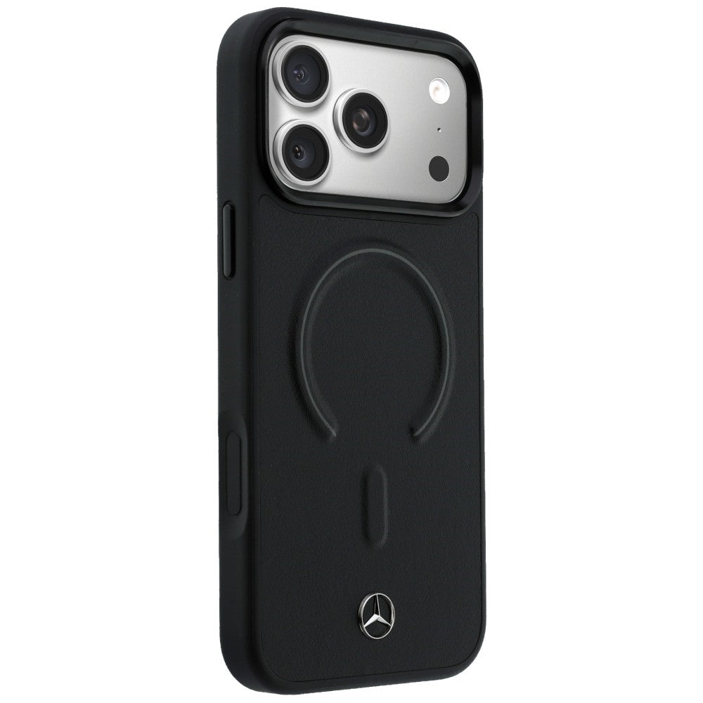 Mercedes Benz MEHMP17X25PEMMOK Leather 3D MagSafe for iPhone 17 Pro Max black