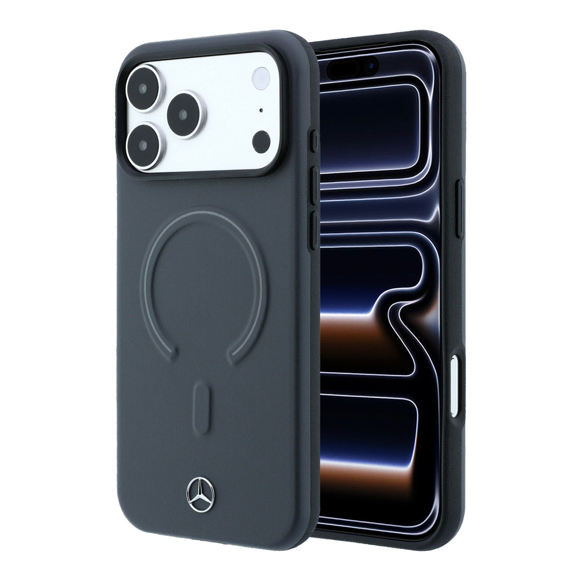 Mercedes MEHMP18L25PEMMOA Leather 3D MagSafe Case for iPhone 18 Pro / 17 Pro Anthracite