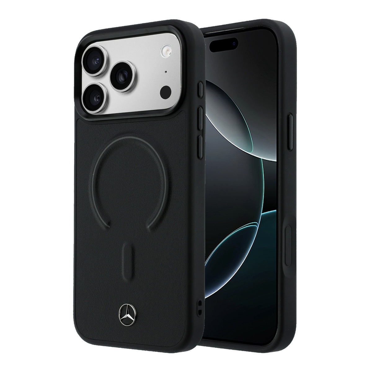 Mercedes MEHMP18L25PEMMOK Leather 3D MagSafe Case for iPhone 18 Pro / 17 Pro black