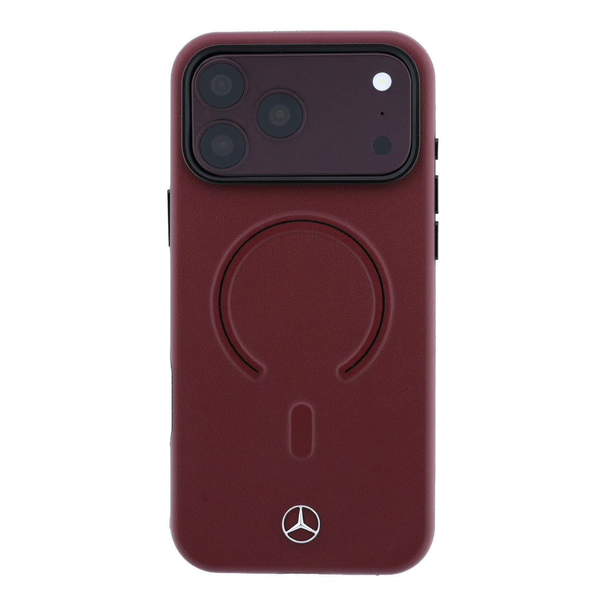 Mercedes MEHMP18L25PEMMOR Leather 3D MagSafe Case for iPhone 18 Pro / 17 Pro Burgundy