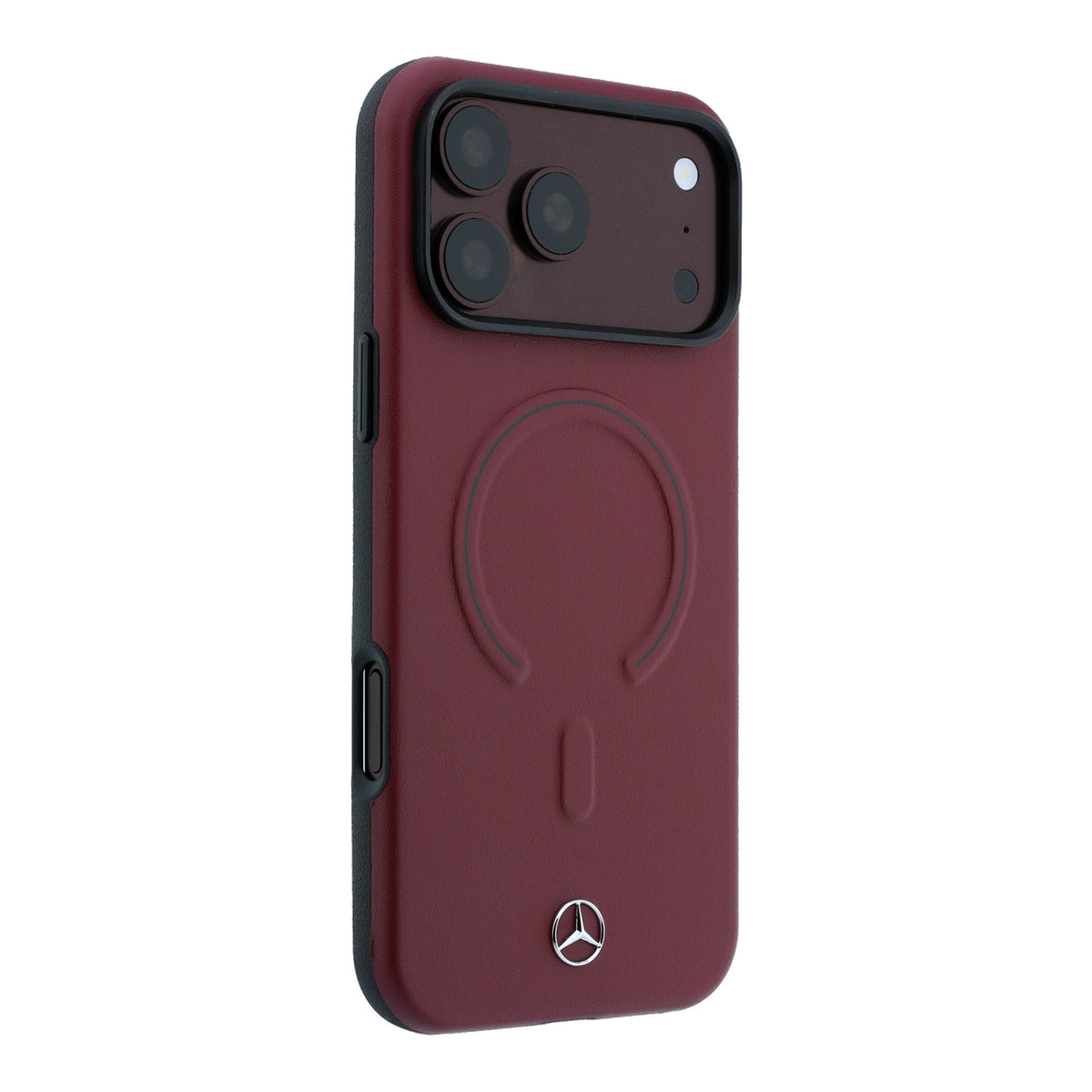 Mercedes MEHMP18L25PEMMOR Leather 3D MagSafe Case for iPhone 18 Pro / 17 Pro Burgundy
