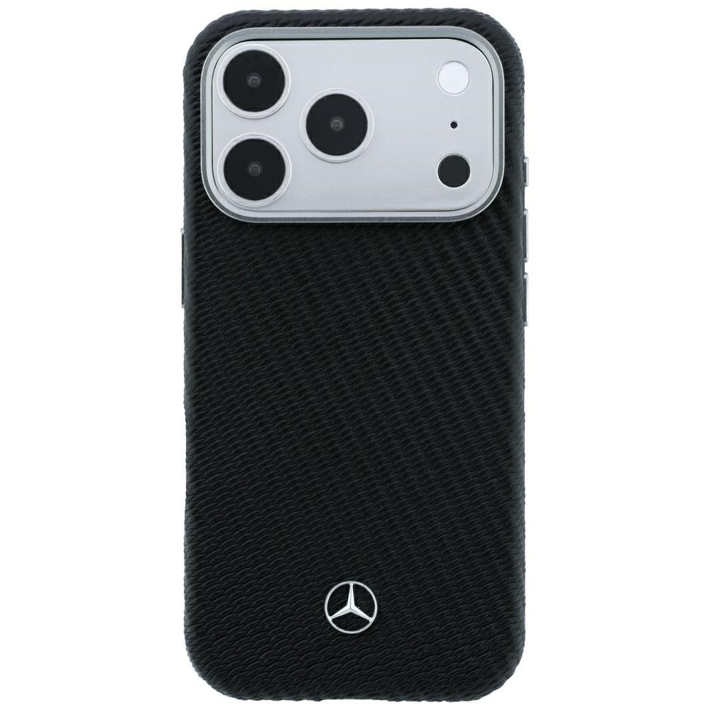 Mercedes MEHMP18X25PFWWPK Leather Semi Wrap Wood Effect MagSafe Case for iPhone 18 Pro Max / 17 Pro Max Black