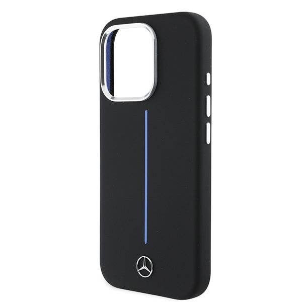 Mercedes MEHMP16X23SUMBK iPhone 16 Pro Max black hardcase Silicone Blue Stripe MagSafe