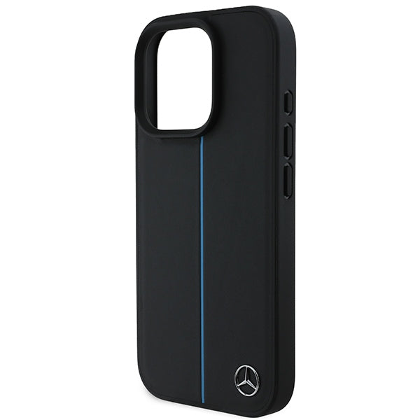 Mercedes MEHMP16L23RURBK iPhone 16 Pro black hardcase MB Blue Line Leather MagSafe