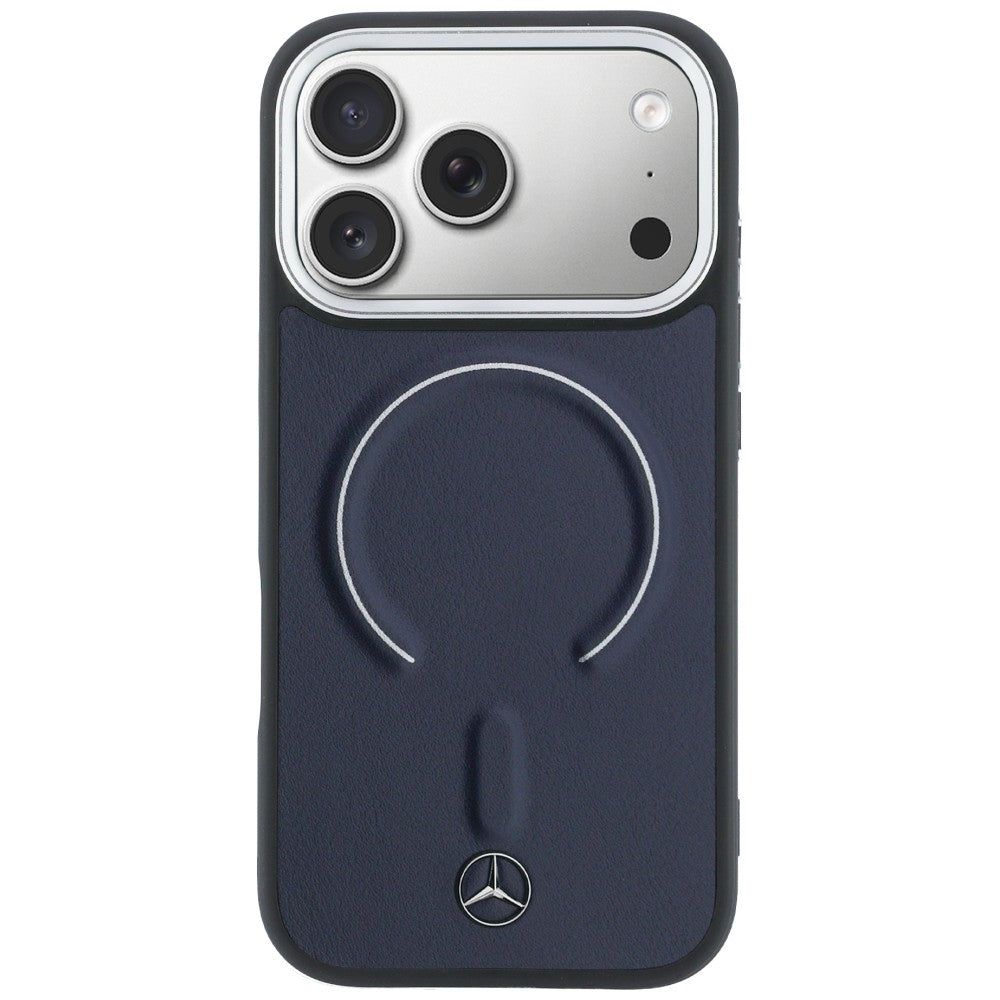 Mercedes Benz MEHMP17L25PEMMOV Leather 3D MagSafe for iPhone 17 Pro Navy