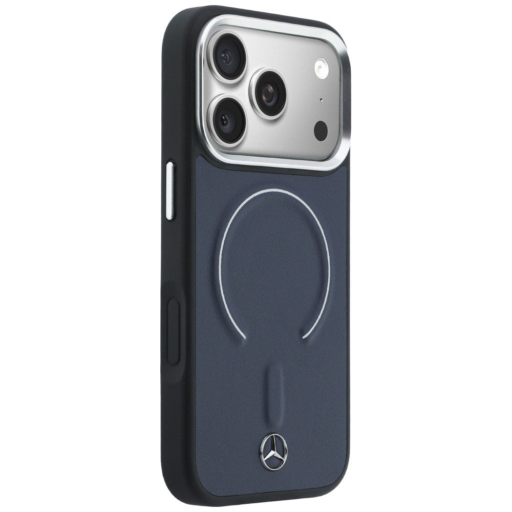 Mercedes Benz MEHMP17L25PEMMOV Leather 3D MagSafe for iPhone 17 Pro Navy