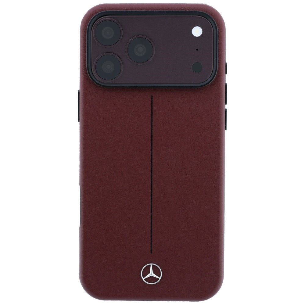 Mercedes MEHMP18X25PFWSTR Leather Semi Wrap Iconic Line MagSafe for iPhone 18 Pro Max / 17 Pro Max burgundy
