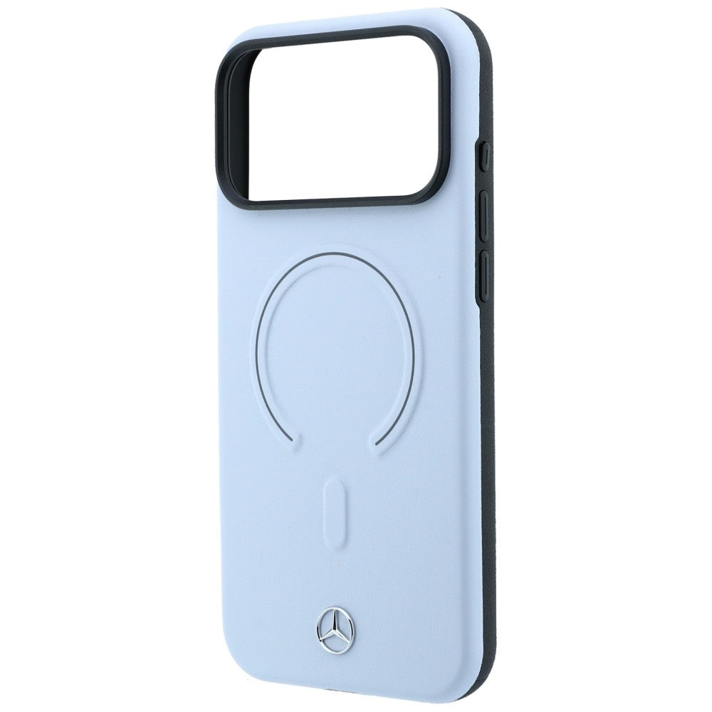 Mercedes MEHMP18X25PEMMOB Leather 3D MagSafe Case for iPhone 18 Pro / 17 Pro Blue
