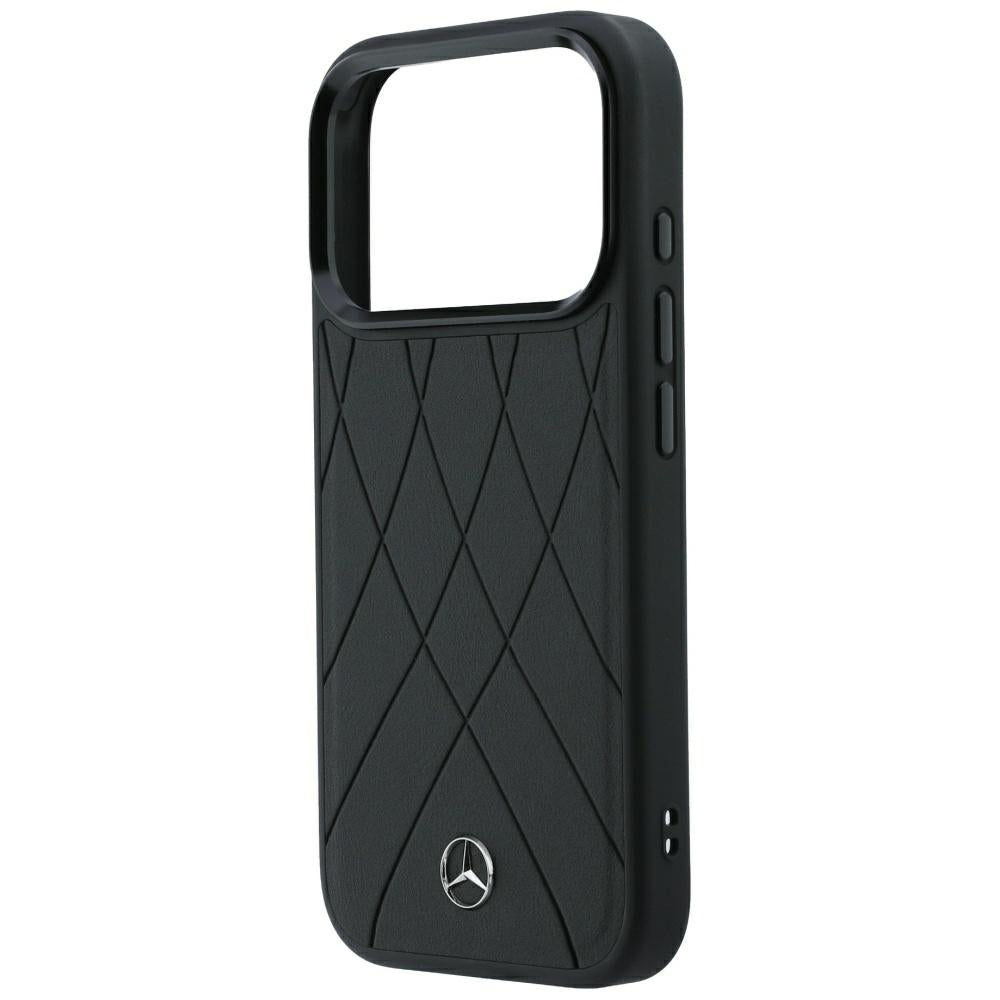 Mercedes MEHMP18L25PSECLK Hardcase Leather Crossed Lines MagSafe for iPhone 18 Pro / 17 Pro black