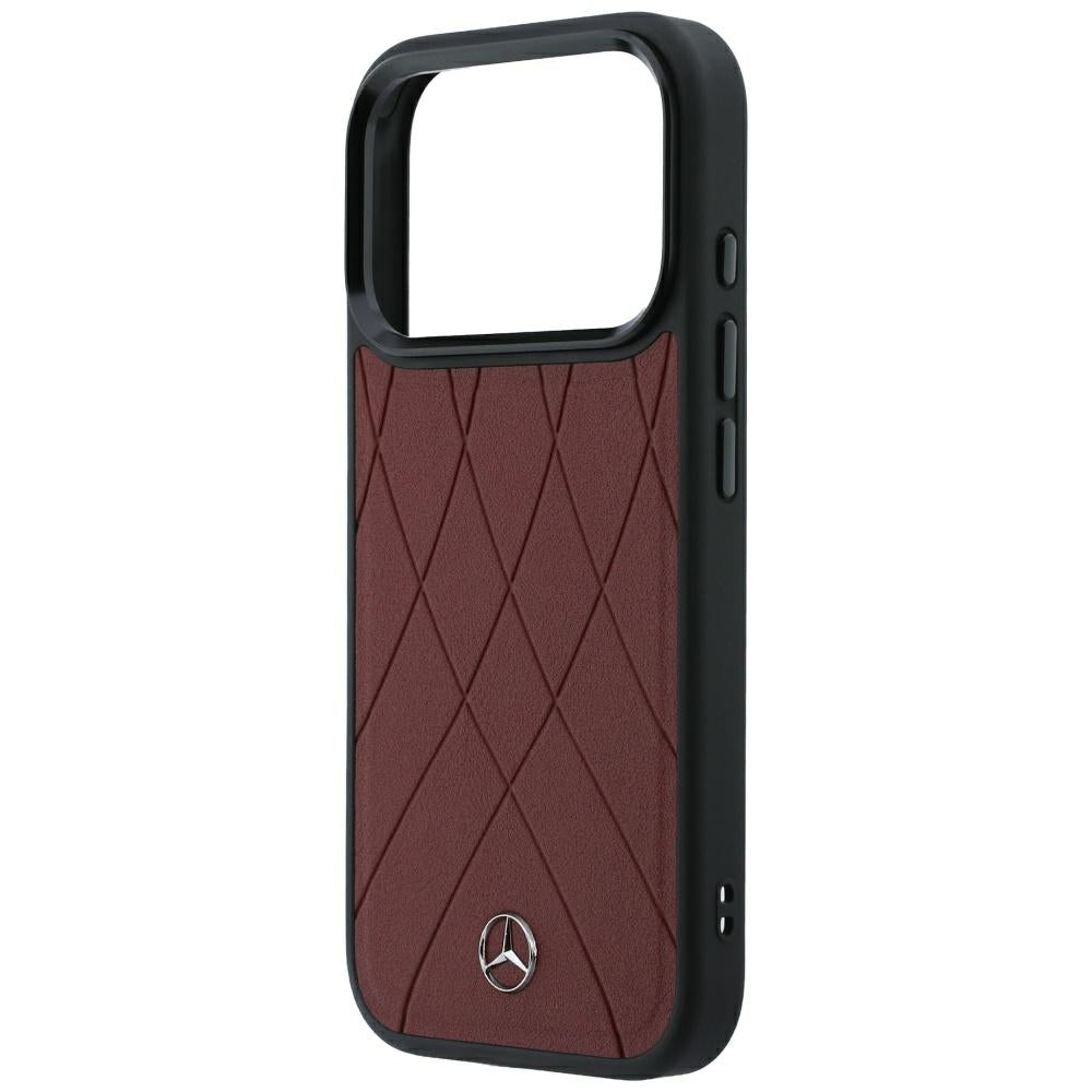 Mercedes MEHMP18L25PSECLR Hardcase Leather Crossed Lines MagSafe for iPhone 18 Pro / 17 Pro burgundy