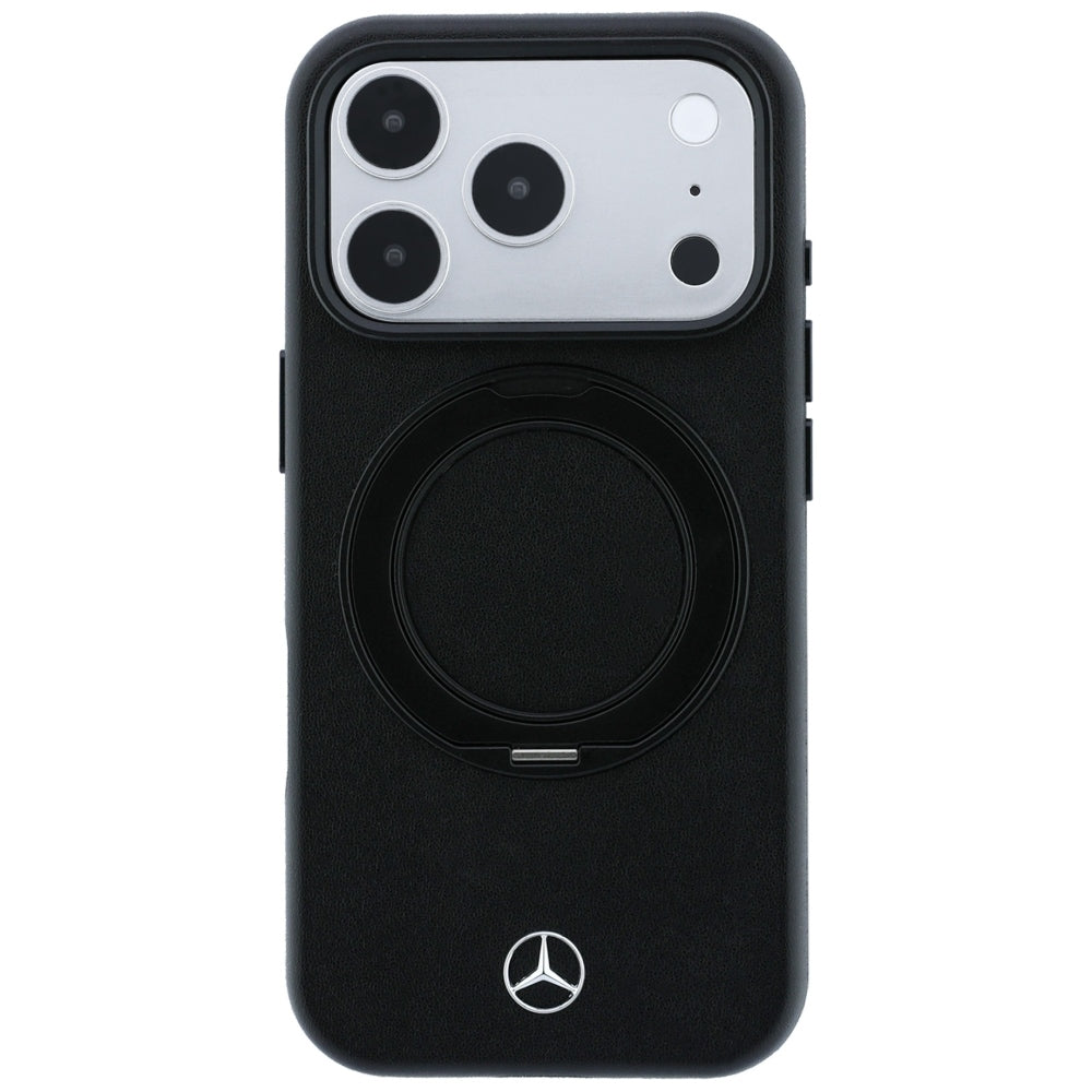 Mercedes MEHMP18X25PRSMOK Leather with Ring Stand MagSafe for iPhone 18 Pro Max / 17 Pro Max black