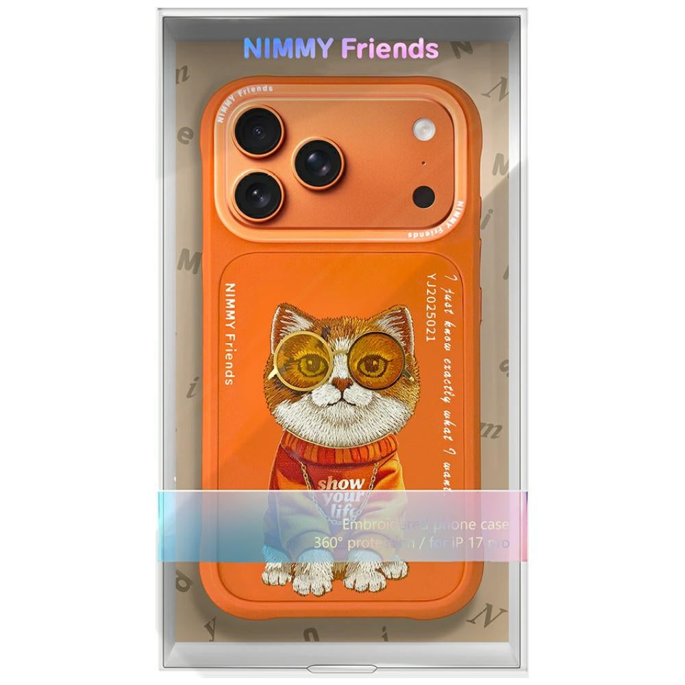 Nimmy Glasses Cool Cat Case for iPhone 17 Pro orange