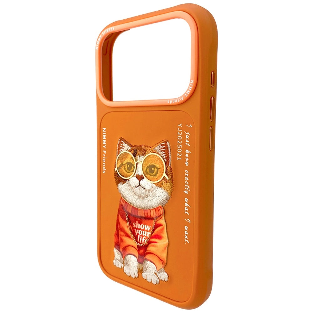 Nimmy Glasses Cool Cat Case for iPhone 17 Pro orange