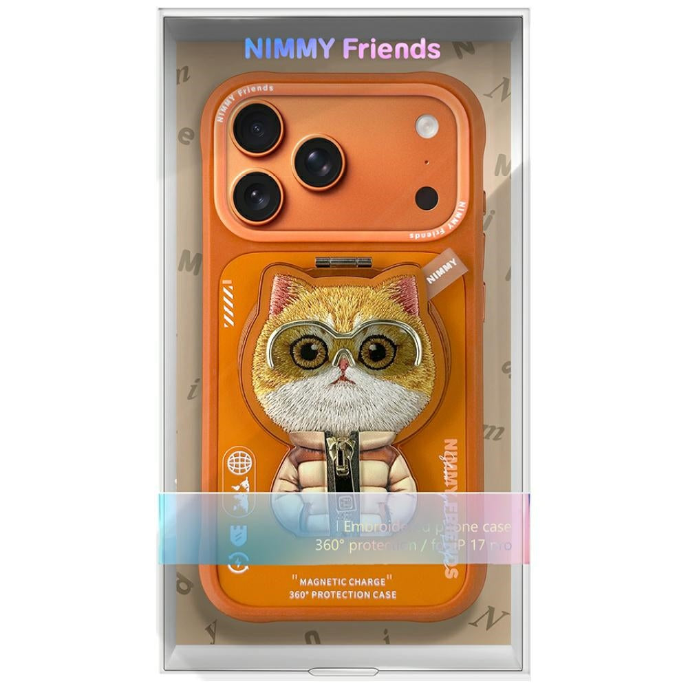 Nimmy Cool&Cute 2.0 Cat for iPhone 17 Pro Max with magnetic pendant orange