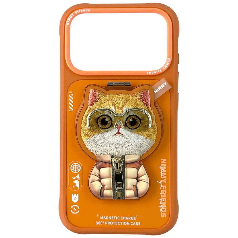 Nimmy Cool&Cute 2.0 Cat for iPhone 17 Pro Max with magnetic pendant orange