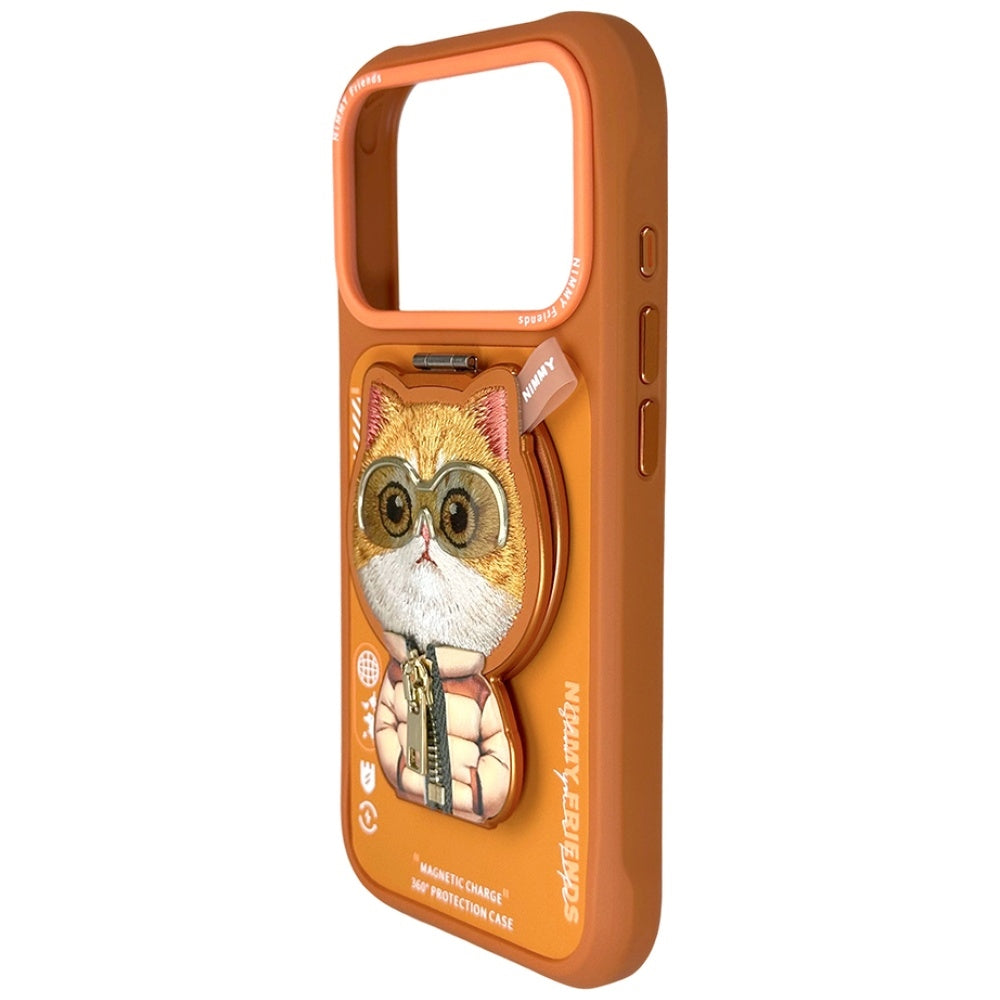 Nimmy Cool&Cute 2.0 Cat for iPhone 17 Pro Max with magnetic pendant orange