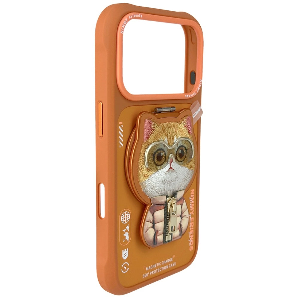 Nimmy Cool&Cute 2.0 Cat for iPhone 17 Pro Max with magnetic pendant orange