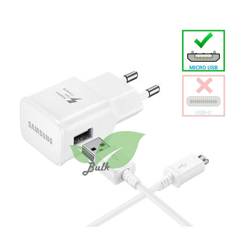 Samsung EP-TA200 Charger + fast USB to Micro USB cable White Bulk