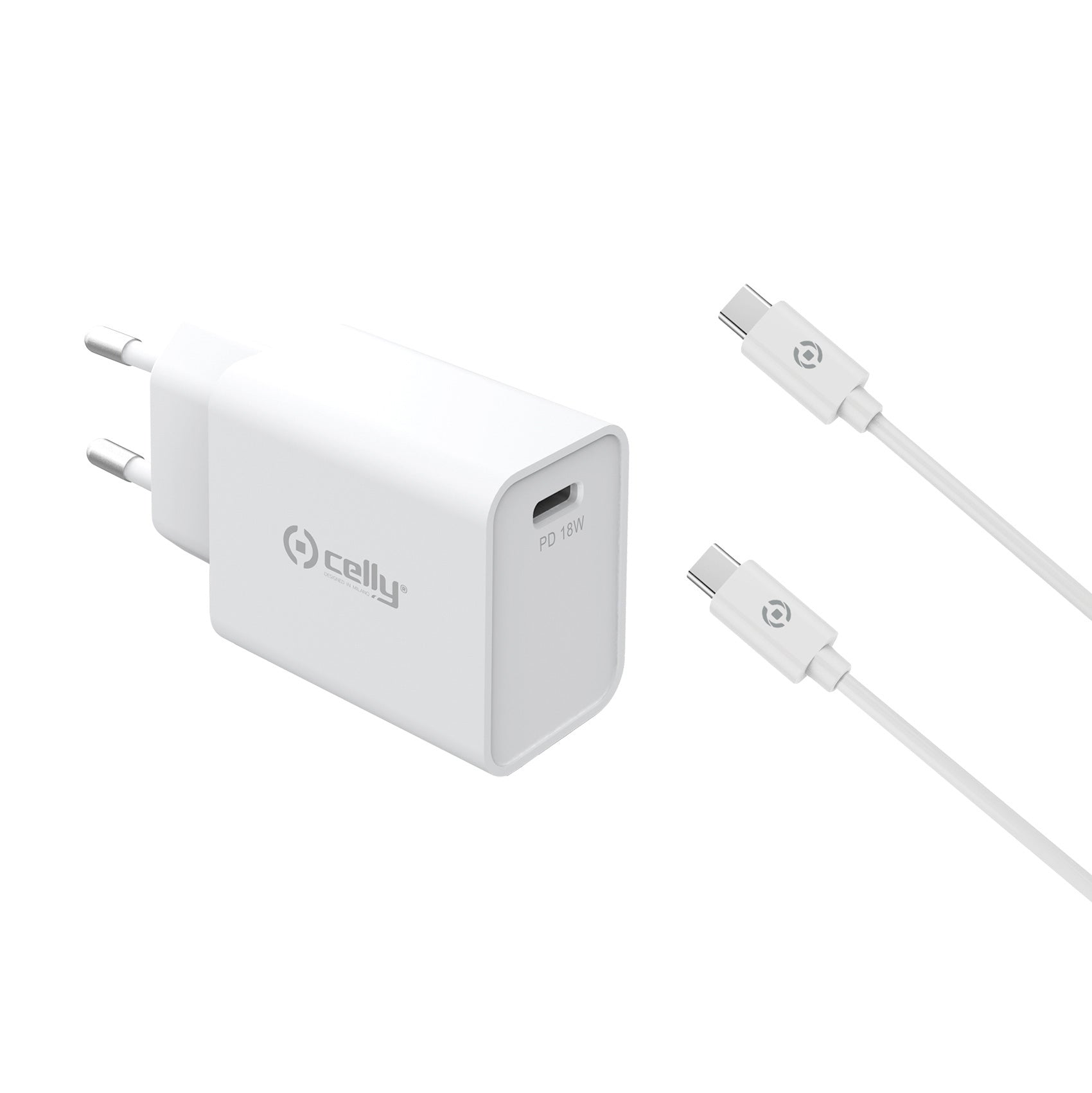 WALL CHARG USB-C 18W+USB-C CABLE WH