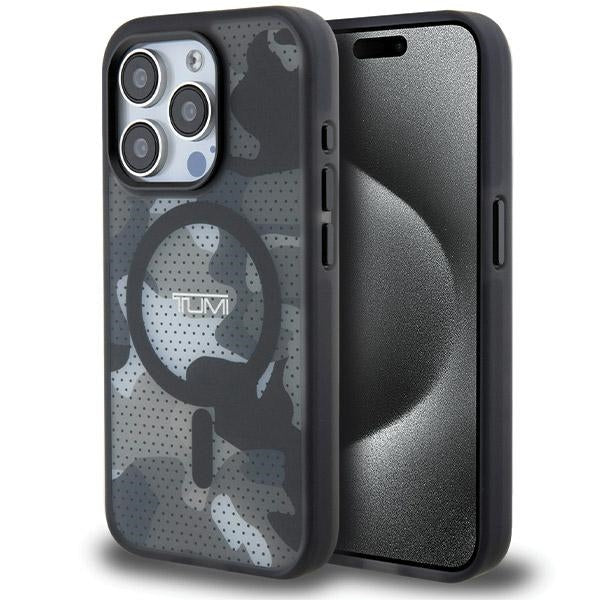 TUMI Hardcase 
Frosted MagSafe Transparent MESH CAMO iPhone 15 Pro Black