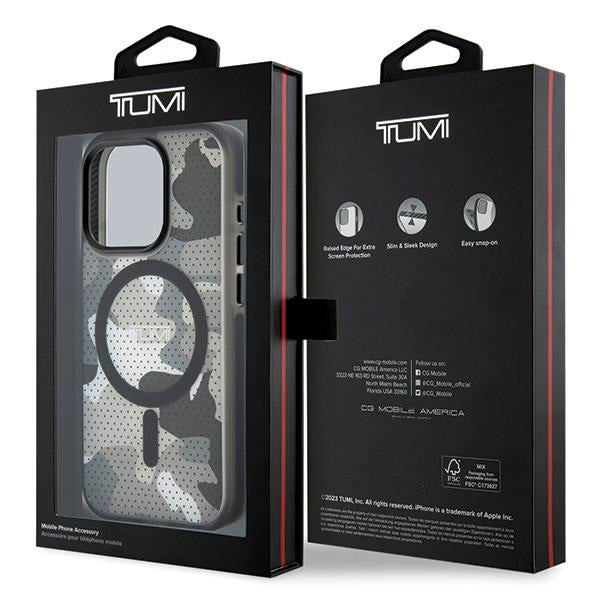 TUMI Hardcase 
Frosted MagSafe Transparent MESH CAMO iPhone 15 Pro Black