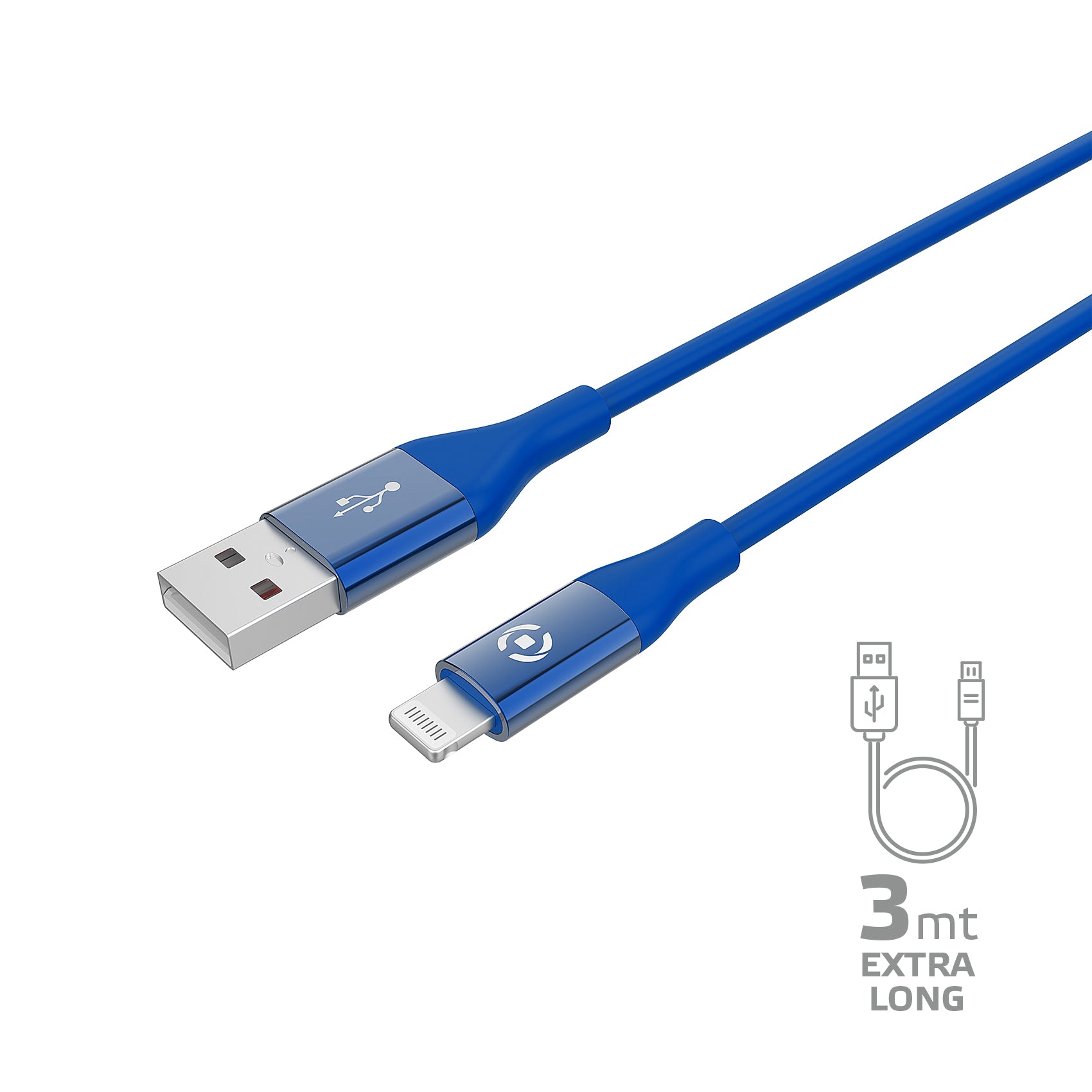 Celly USB-A TO LIGHTNING Color Blue 12W Cable 3M