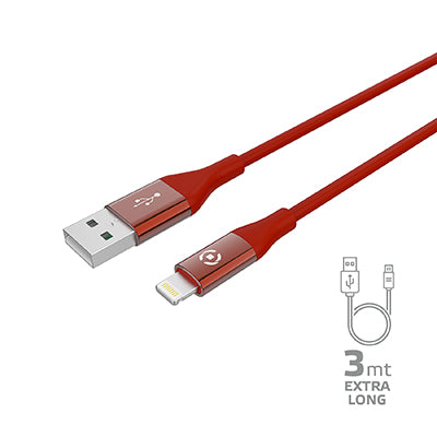 USB-A TO LIGHTNING Color Red 12W Cable 3M