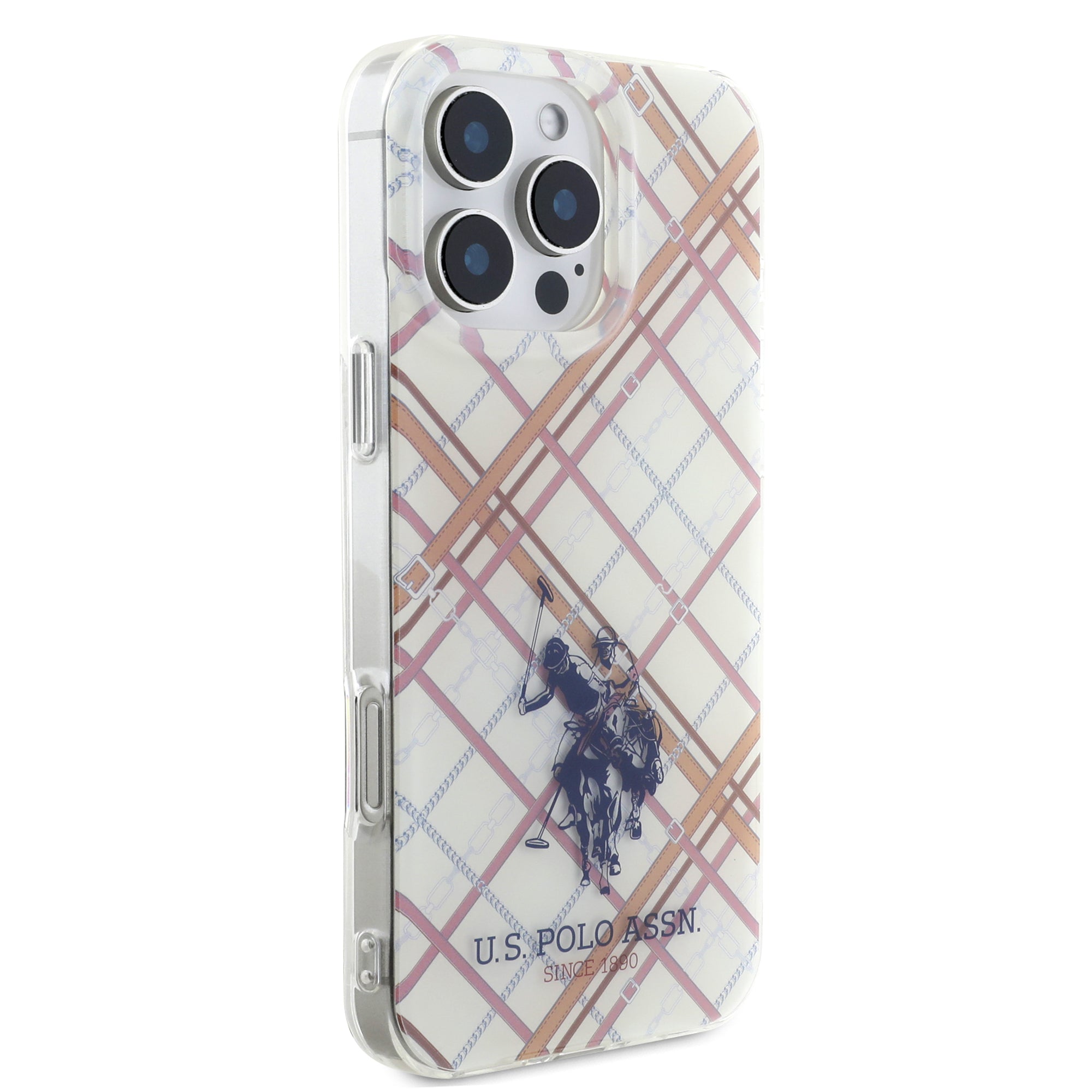 U.S. Polo Hardcase IML Quilted Printed DH Transparent for iPhone 16 Pro