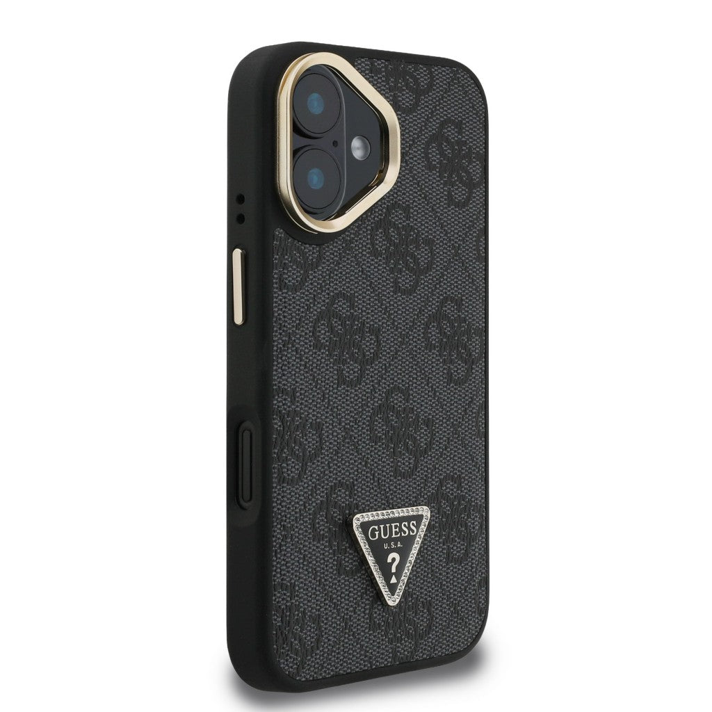 Guess GUHMP16SPCS4GPTK PU W/ Trianglel Logo & Stand Camera for iPhone 16 Black