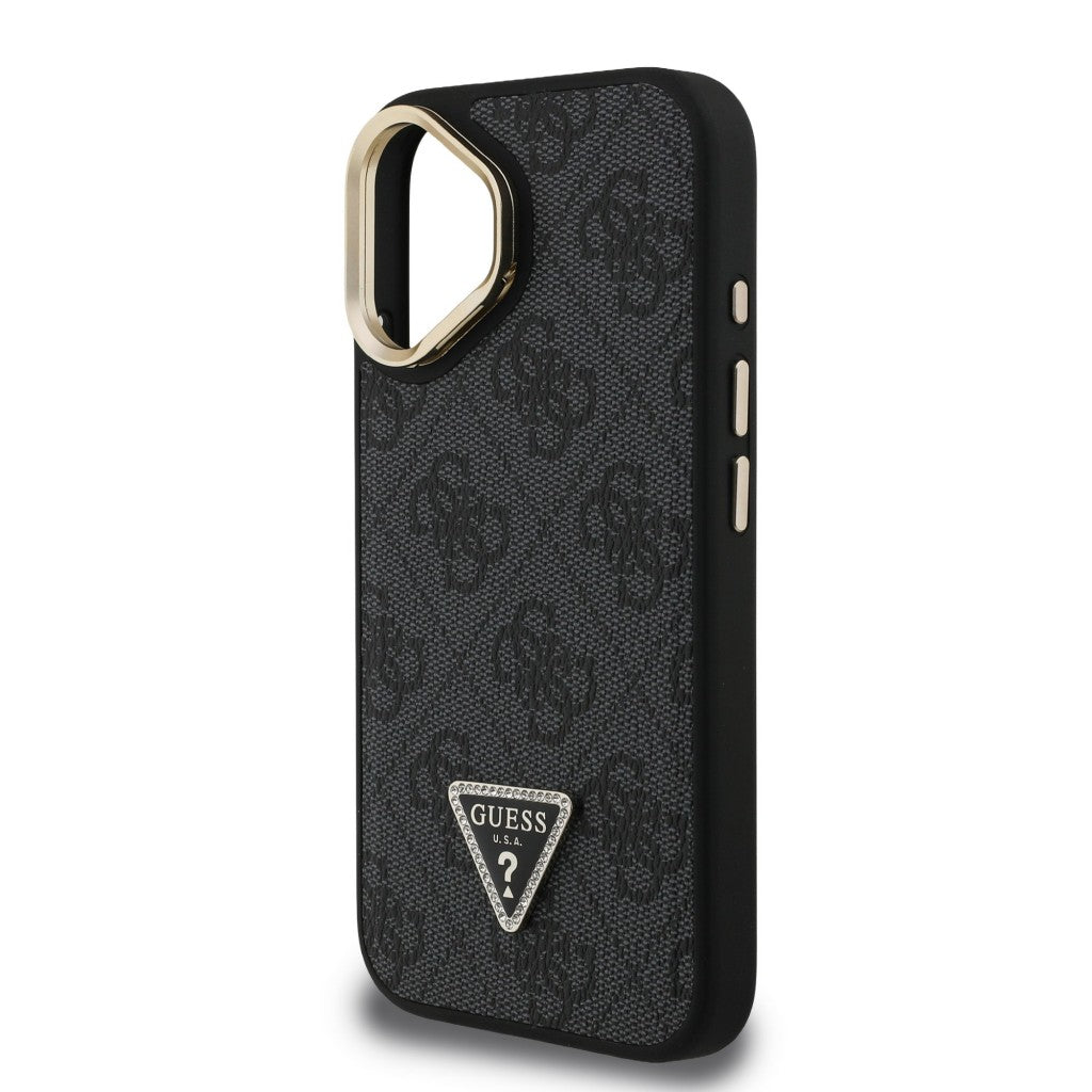 Guess GUHMP16SPCS4GPTK PU W/ Trianglel Logo & Stand Camera for iPhone 16 Black