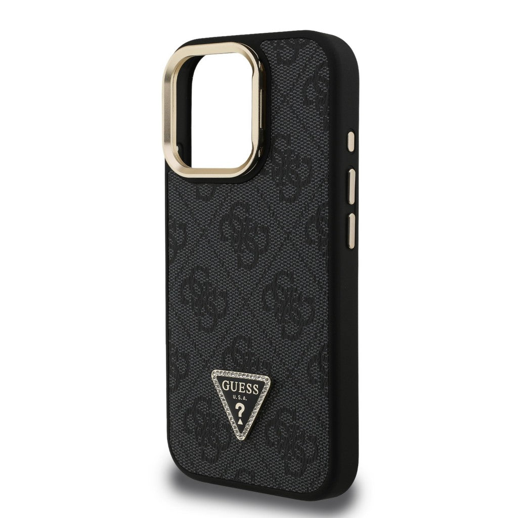 Guess GUHMP15LPCS4GPTK PU W/Trianglel Logo & Stand Camera for iPhone 15 Pro Black