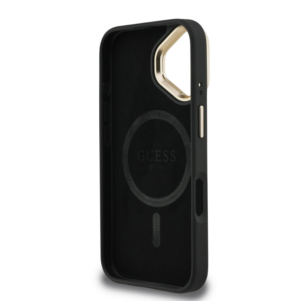 Guess GUHMP16SPCS4GPTK PU W/ Trianglel Logo & Stand Camera for iPhone 16 Black