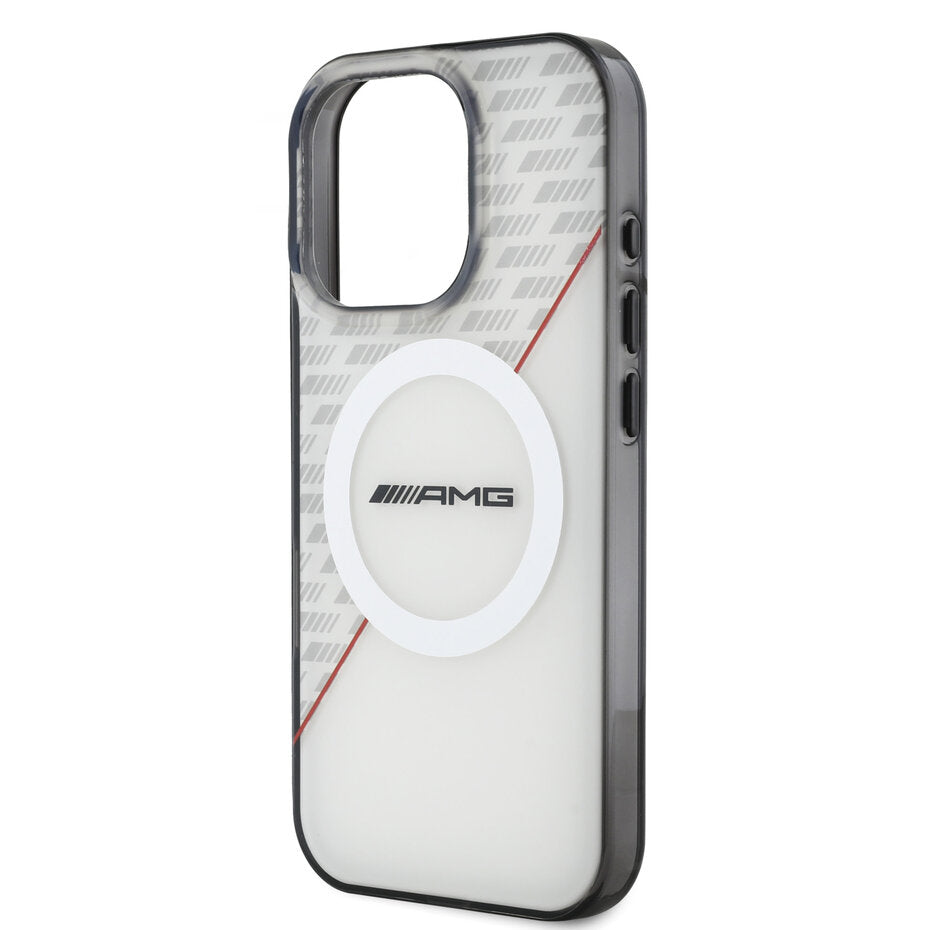 AMG AMHMP16L24HRDWR Hardcase MagSafe Double Layer Transp Rhombs White/Red for  iPhone 16 Pro