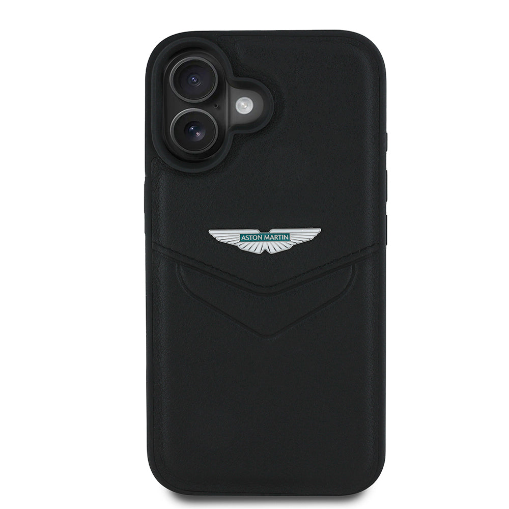 Aston Martin Hardcase Leather Victory Design for iPhone 16 Black