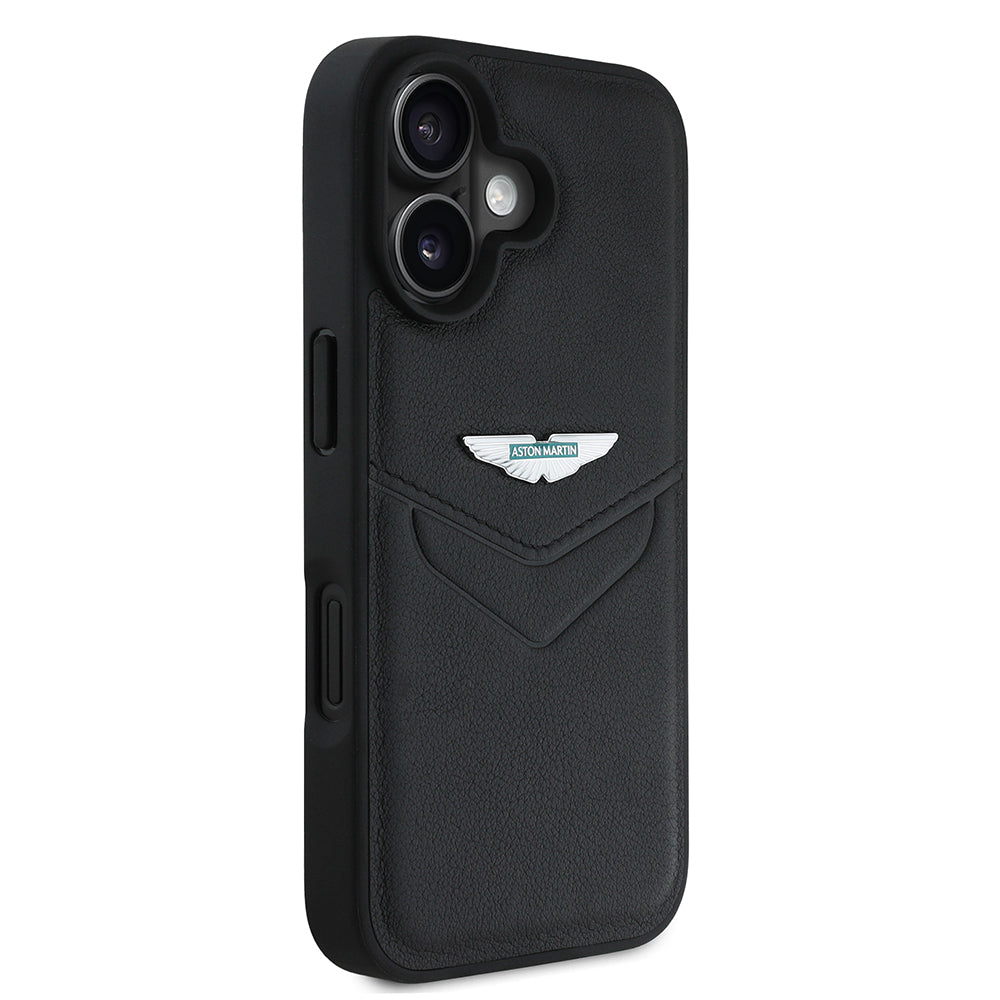Aston Martin Hardcase Leather Victory Design for iPhone 16 Black